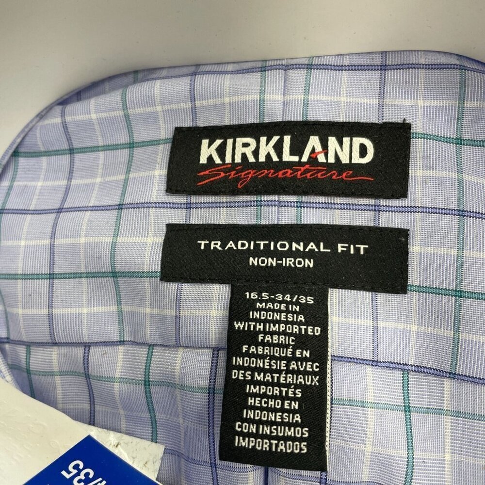 NEW Kirkland Signature Men's 16.5 34/35 Traditional Fit Plaid Button-Down - Picture 3 of 5